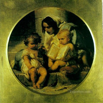 Pablo Delaroche Painting - Un niño aprendiendo a leer 1848 historias Hippolyte Delaroche